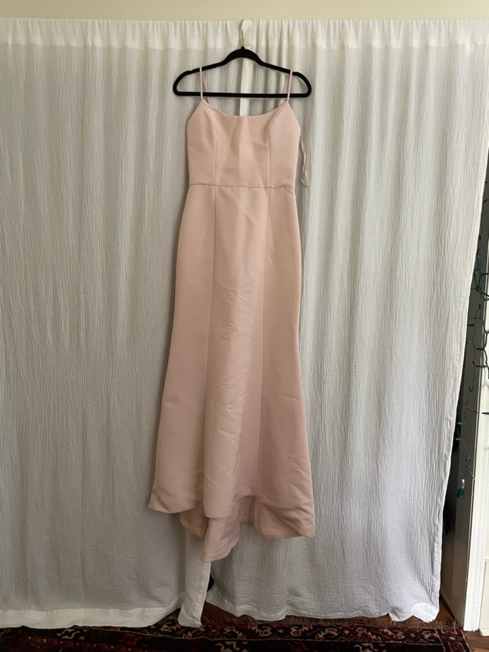 Amsale Blush Spaghetti-Strap High-Low Gown